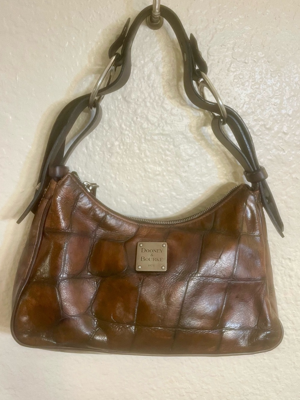 Dooney & Bourke Chestnut croc leather Shoulder Bag